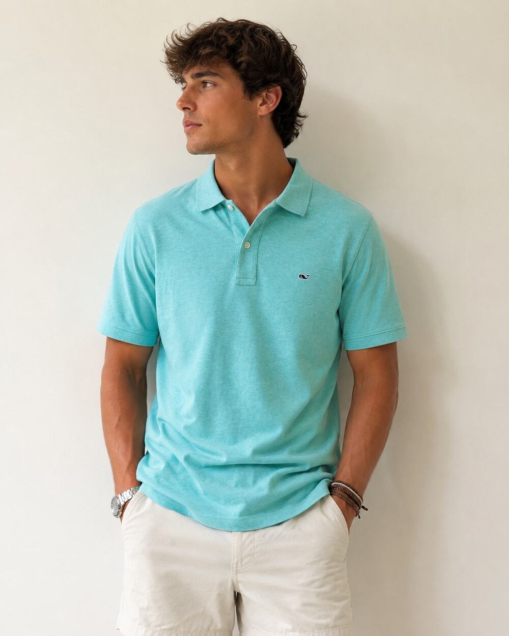 Vineyard Vines Slim Fit Polo Shirt XL Aqua Blue Cotton Stretch Whale Logo